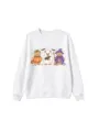 Cute Halloween cartoon teddy bear graphic detail on soft white pullover sweatshirt fabric. - Tops / White / 110cm