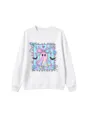 Holographic ghost graphic print on cozy white crewneck sweatshirt, detailed design. - White