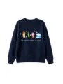 Lässiges dunkelblaues Sweatshirt mit niedlichem Food-Grafikprint und lustigem Spruch für Damen. - 110cm / Oberteile / Marineblau