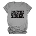 Graues T-Shirt mit kurzen Ärmeln und modischem Buchstaben-Druck für Damen casual. - S / Oberteile / Dunkelgrau (Schwarze Schrift)
