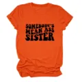 Oranger Grafik Kurzarm T-Shirt mit lustigem Buchstaben Druck laessiges Damen Oberteil - S / Oberteile / Orange (Schwarze Schrift)