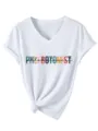 Casual mode dames PHLEBOTOMIST kleurrijke V-hals korte mouw T-shirt detailweergave - S / Tops / Wit