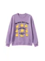 Felpa casual viola con una simpatica stampa di anatre e una citazione divertente. - 110 / Top / Lavanda