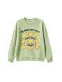Dettaglio della stampa grafica con anatra carina su felpa verde casual manica lunga. - 110 / Top / Verde oliva