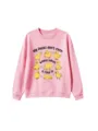 Pink crewneck sweatshirt featuring a cute yellow duck print and funny text on the front. - Pink