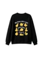 Cute cartoon ducks graphic print black pullover sweatshirt long sleeve casual daily top - Black