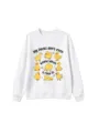 Cute yellow ducks graphic print white long sleeve crewneck sweatshirt casual pullover top - White