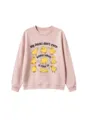 Cute cartoon duck graphic pink crewneck sweatshirt, casual autumn winter pullover top apparel. - Lotus root pink