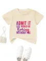 Gedetailleerd overzicht van het schattige kinder t-shirt met stijlvolle opdruk. - Abrikoos
