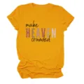 Women's short sleeve crewneck t-shirt in mustard yellow with inspirational letter print graphic casual top. - S / Tops / Mustard Yellow (Black Text)