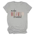 Grey short sleeve t-shirt detail showing chest graphic print and round neckline design. - S / Tops / Light Gray