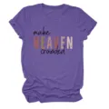 Purple heather short-sleeve women's crewneck t-shirt featuring inspirational letter print. - S / Tops / Purple (Black Text)