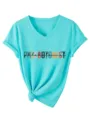 Dames casual turquois V-hals korte mouw t-shirt met phlebotomist grafische print detail. - S / Tops / Donkerblauw