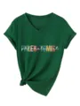 Groene dames V-hals korte mouw grafisch t-shirt met professionele phlebotomist print. - S / Tops / Vintage Groen