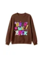 Kids casual brown long sleeve sweatshirt with fun back to school graphic print, comfortable fit. - 110 / Tops / Coffee
