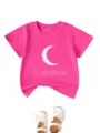 Hot pink toddler short sleeve t-shirt featuring a moon graphic and stay wild text design. - 90cm / Tops / Rose Red