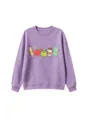 Cute school supplies doodle purple crewneck sweatshirt for kids autumn daily fashion wear. - 110cm / Tops / Lavender