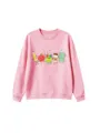 Rosa Kinder Langarm Sweatshirt mit süßem Cartoon Schulbedarf Grafikprint Pullover. - 110cm / Oberteile / Rosa