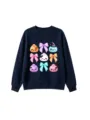Detalle de sudadera azul oscura para niños con lindos motivos de dumplings y lazos. - 120 / Tops / Azul marino