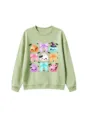 Ninos tierno pan bao y lazo grafico sudadera otono invierno manga larga verde claro jersey. - 120 / Tops / Verde oliva