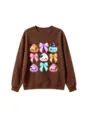 Enfants mignon dessin animé petits pains colorés nœuds sweat marron manches longues - 120 / Hauts / Café