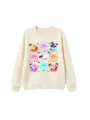 Enfants mignon dessin animé ravioli et nœud sweat col rond vue détaillée automne. - 120 / Hauts / Sable