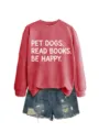Lockerer Sweatshirt mit Buchstaben-Druck und Jeansshorts für bequemen Herbst-Alltag. - S / Oberteile / Rot (Weiße Buchstaben)