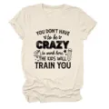 Lässiges Damen Rundhals Kurzarm T-Shirt mit lustigem Spruch Druck, weich und bequem für Alltag. - S / Oberteile / Sand (Schwarzer Text)