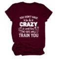 Damen lässiges Kurzarm T-Shirt mit lustigem Spruch Druck, bequemer Rundhals-Top für den Alltag. - S / Oberteile / Weinrot (Weißen Text)