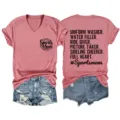 Maglietta casual da donna con scollo a V e maniche corte con stampa di lettere e pantaloncini. - Taglia S / Top / Oro Rosa (Testo Nero)