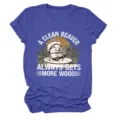 Lässiges Damen Kurzarm Rundhals T-Shirt mit lustigem Biber Grafik-Print in Blau. - S / Oberteile / Armeegrün