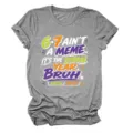 Grijs dames t-shirt met korte mouwen en grappige slogan print voor het schooljaar. - S / Tops / donkergrijs