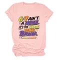 Casual roze dames T-shirt met korte mouwen en ronde hals met trendy schooljaar-grafisch ontwerp. - S / Tops / Roze