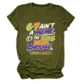 Dames casual korte mouw t-shirt met grappige schooljaar meme grafische print top. - S / Tops / Legergroen