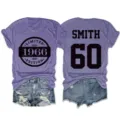 Γυναικείο casual κοντομάνικο t-shirt με εξατομικευμένη εκτύπωση 1966 Smith top. - S / Tops / Μωβ (Μαύρη Γραμματοσειρά)