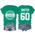 Prasino gynaikio t-shirt kontomanyko me prosopopoimeni ektuposi 1966 kai arithmo 60. - S / Tops / Σκούρο Πράσινο (Λευκή Γραμματοσειρά)