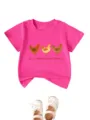 Kids short-sleeve cotton t-shirt featuring cute chicken watercolor graphic print detail. - 90cm / Tops / Rose Red