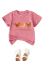 T-shirt graphique manches courtes pour enfants avec joli imprimé poulet au quotidien. - Pêche