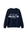 Kids dark blue crewneck long sleeve sweatshirt with fun vehicle wheels graphic print top. - 110 / Tops / Navy Blue