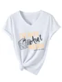 Maglietta casual da donna bianca con collo a V e maniche corte con stampa matematica divertente - Taglia S / Top / Bianco