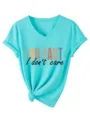 Maglietta donna casual elegante con collo a V e maniche corte con stampa divertente estiva. - Taglia S / Top / blu profondo