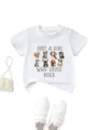 Freizeit Kinder weißes Kurzarm T-Shirt mit süßen Hundemotiven und lustigem Slogan. - Oberteile / Weiß / 90cm