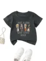 Dunkelgraues Kinder Kurzarm T-Shirt mit niedlichem Welpen Grafik und Slogan Druck Detail. - 90cm / Oberteile / Dunkelgrau