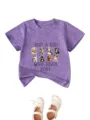 Joli t-shirt violet à manches courtes pour enfants avec adorables graphiques de chiots et slogan. - Violet