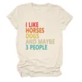Casual beige t-shirt met korte mouwen en grappige retro letterprint, comfortabele dagelijkse kleding. - S / Tops / Zandkleur