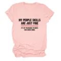 Maglietta casual da donna rosa a maniche corte girocollo con stampa di slogan divertente. - Taglia S / Top / Rosa
