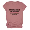 Maglietta da donna casual a maniche corte con girocollo e stampa con citazione divertente. - Taglia S / Top / Oro Rosa (Lettere Nere Grafica a Colori)