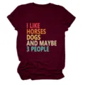 Dames retro quote korte mouw t-shirt casual comfortabele ronde hals grafische top voor dagelijks - S / Tops / Bordeauxrood