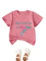 Cute toddler pink short sleeve t-shirt with funny graphic, comfortable cotton blend daily wear. - Peach