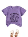 Paarse kinder korte mouw t-shirt met dansende katten print en leuke witte schoenen detail. - Paars